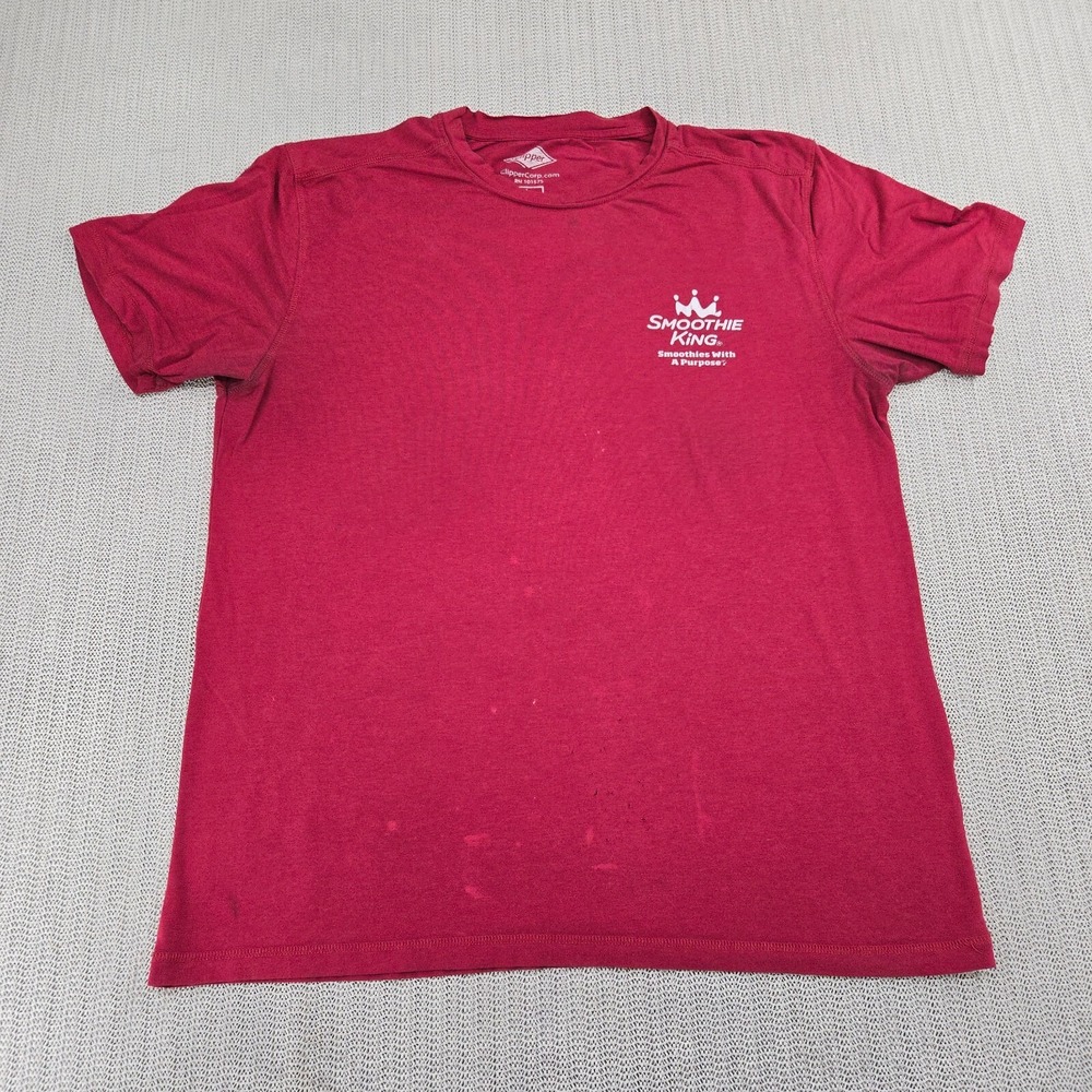 Smoothie King Shirt Mens Large Red Crew Employee Work Uniform Short Sleeve